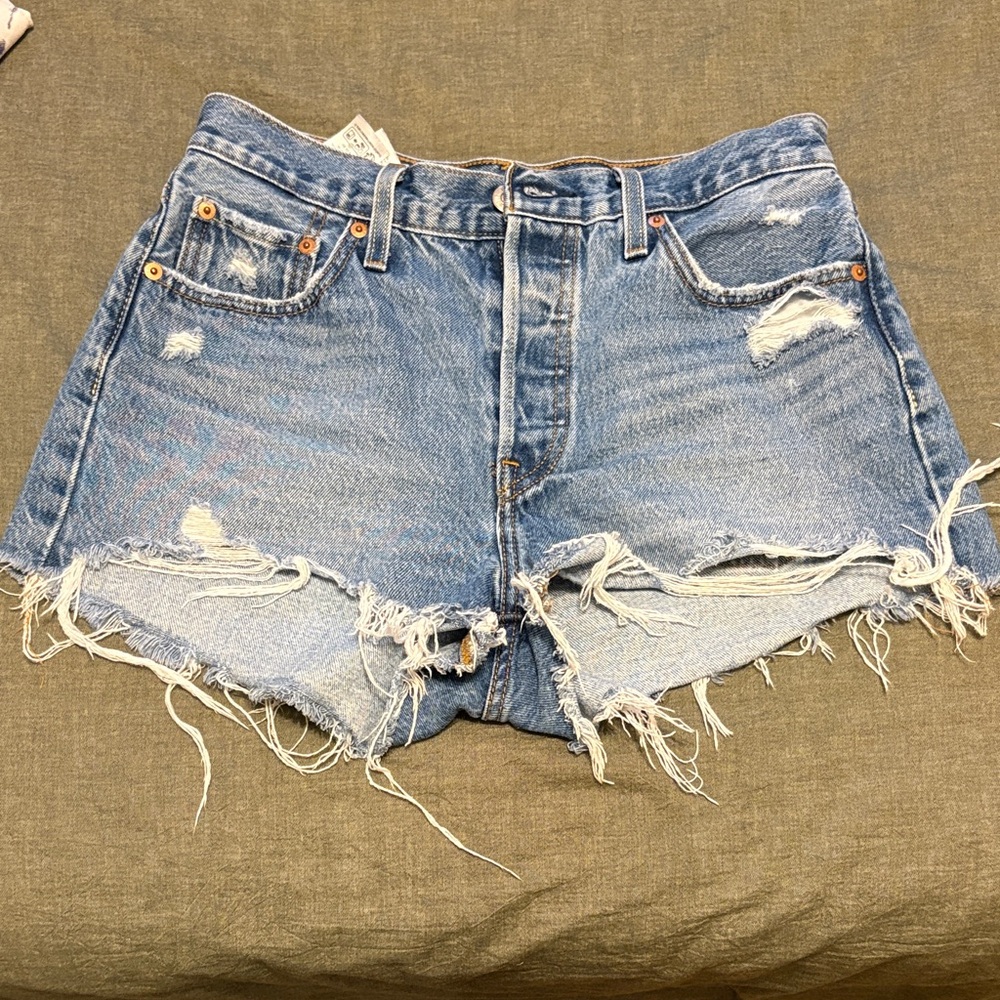 Signature by Levi Strauss Frayed Blue Jean Shorts